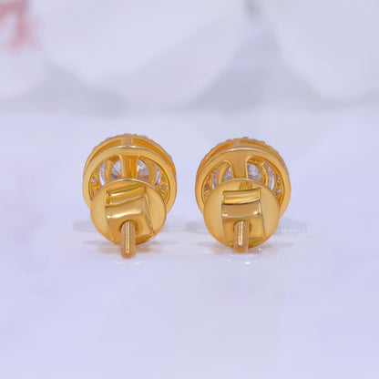 Yellow Gold Plated 925 silver with moissanite diamond earring Diamlux Fine Jewelry