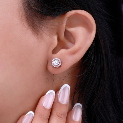 Round Brilliant Cut Solitaire Stud Earrings Rose Gold Diamlux Fine Jewelry