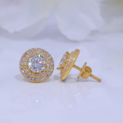925 silver with moissanite diamond Stud Yellow Gold plated Diamlux Fine Jewelry