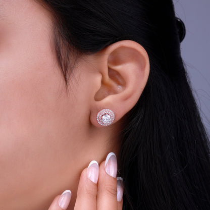 Round Brilliant Cut Solitaire Stud Earrings in 925 Sterling Rose Gold Plated Diamlux Fine Jewelry
