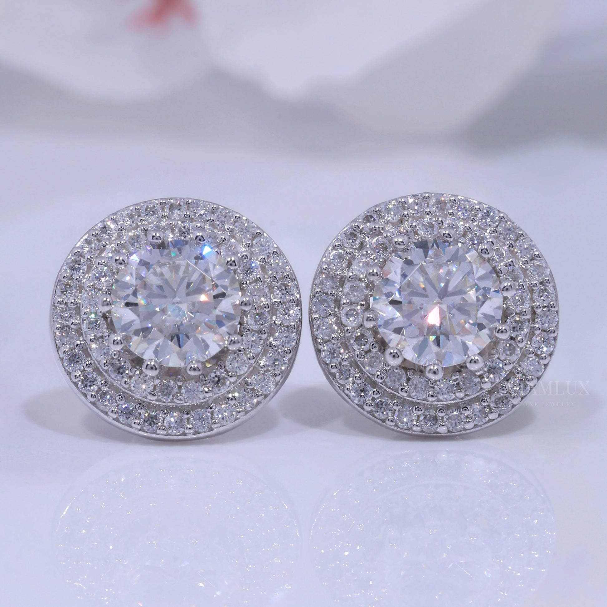 Round Brilliant Cut Solitaire Stud Earrings in 925 Sterling Silver Diamlux Fine Jewelry
