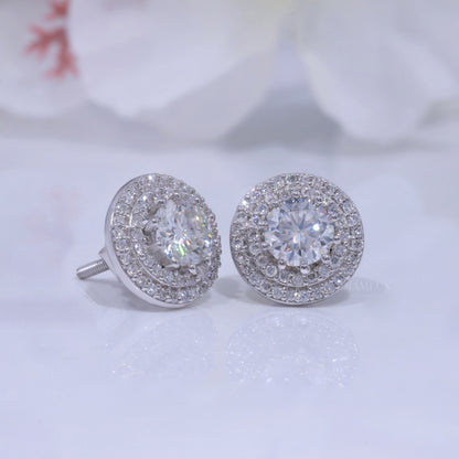 Round Brilliant Cut Solitaire Stud Earrings in 925 Sterling Silver Diamlux Fine Jewelry