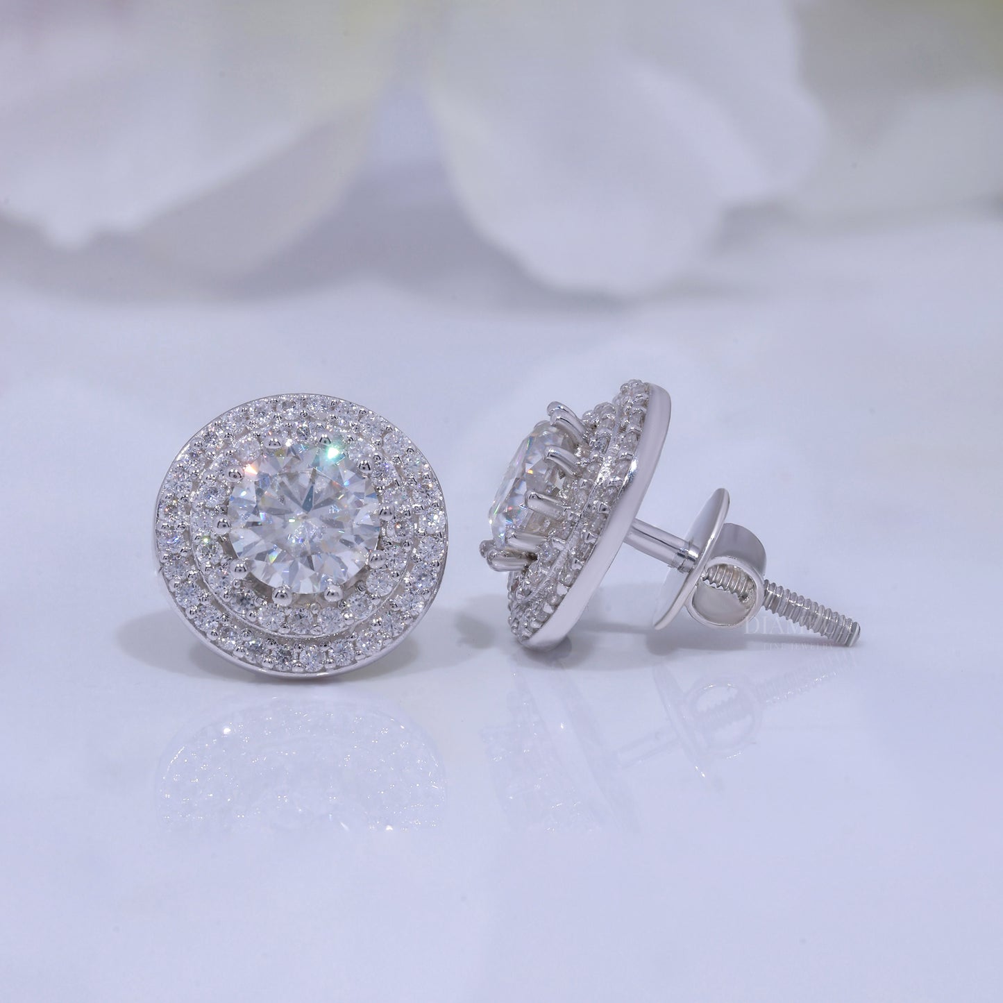 Round Brilliant Cut Solitaire Stud Earrings in 925 Sterling Silver Diamlux Fine Jewelry