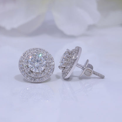 Round Brilliant Cut Solitaire Stud Earrings in 925 Sterling Silver Diamlux Fine Jewelry