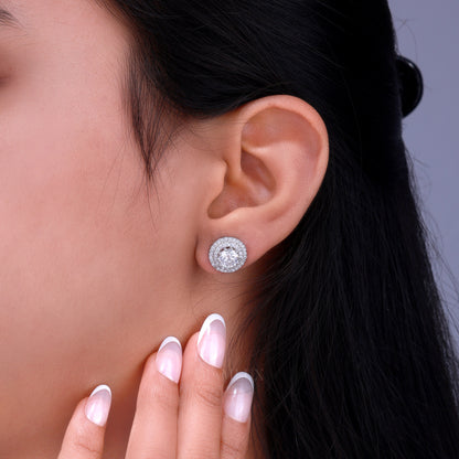 Round Brilliant Cut Solitaire Stud Earrings in 925 Sterling Silver Diamlux Fine Jewelry