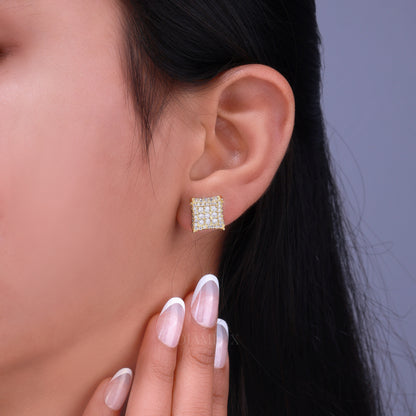925 Silver with Moissanite Diamond Earring-Yellow Gold Plated Diamlux Fine Jewelry