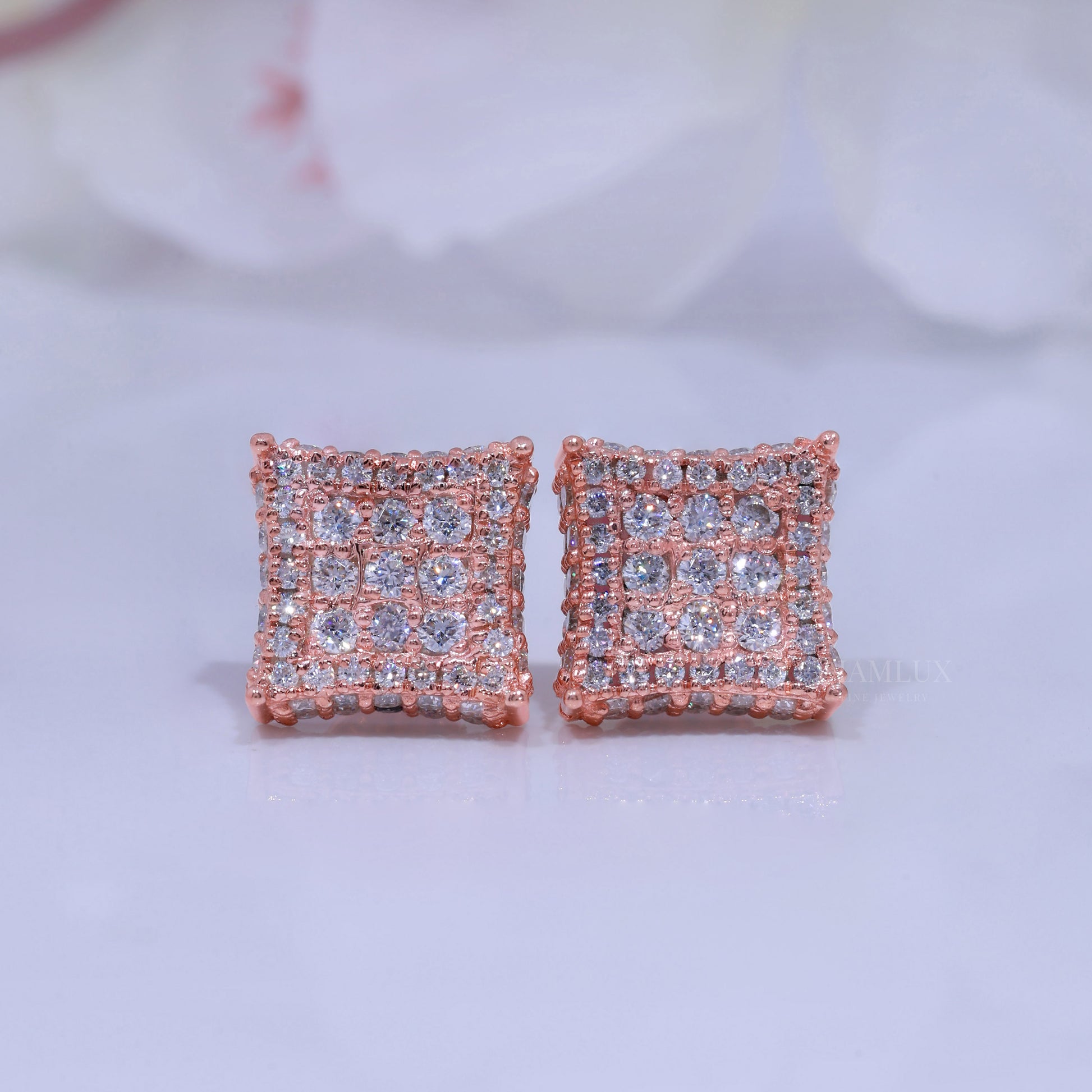 Rose Gold Plated with 925 Silver Moissanite Diamond Earring Diamlux Fine Jewelry