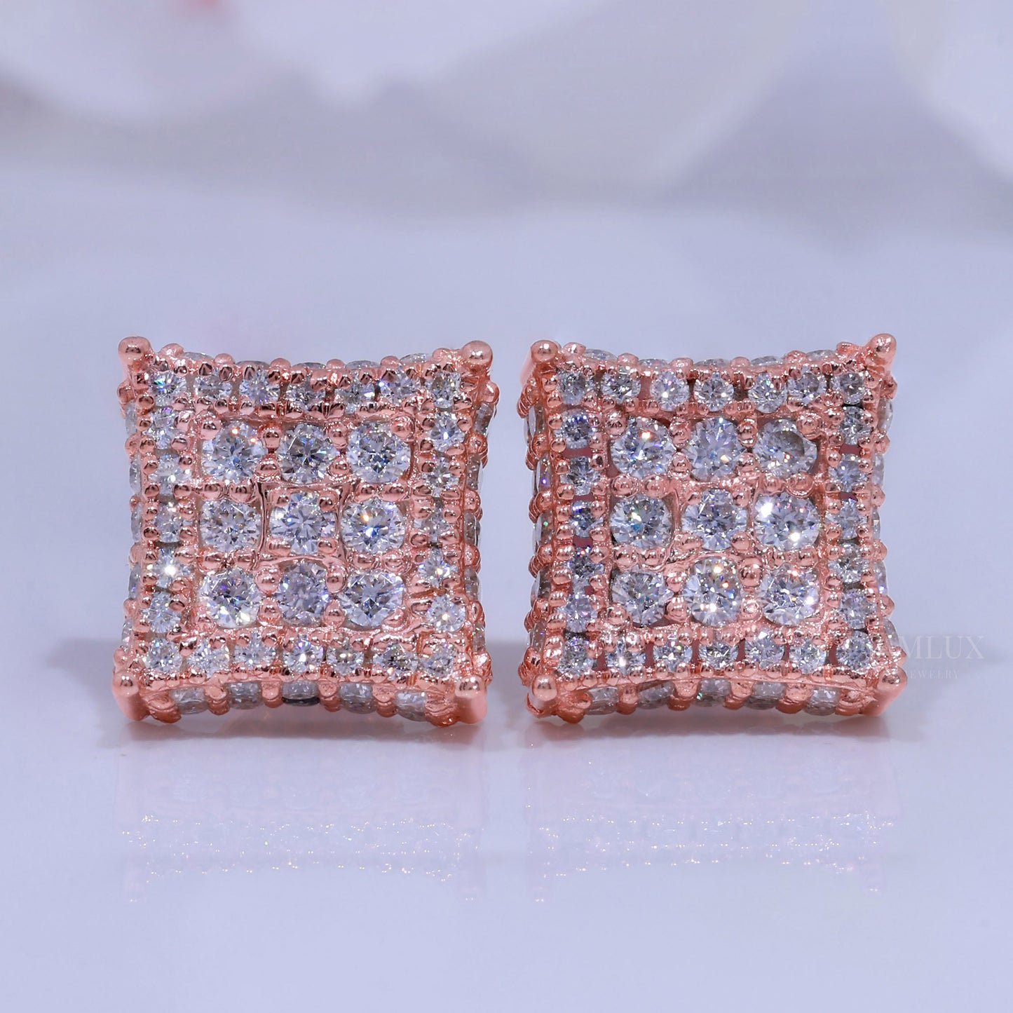 Rose Gold Plated with 925 Silver Moissanite Diamond Earring Diamlux Fine Jewelry
