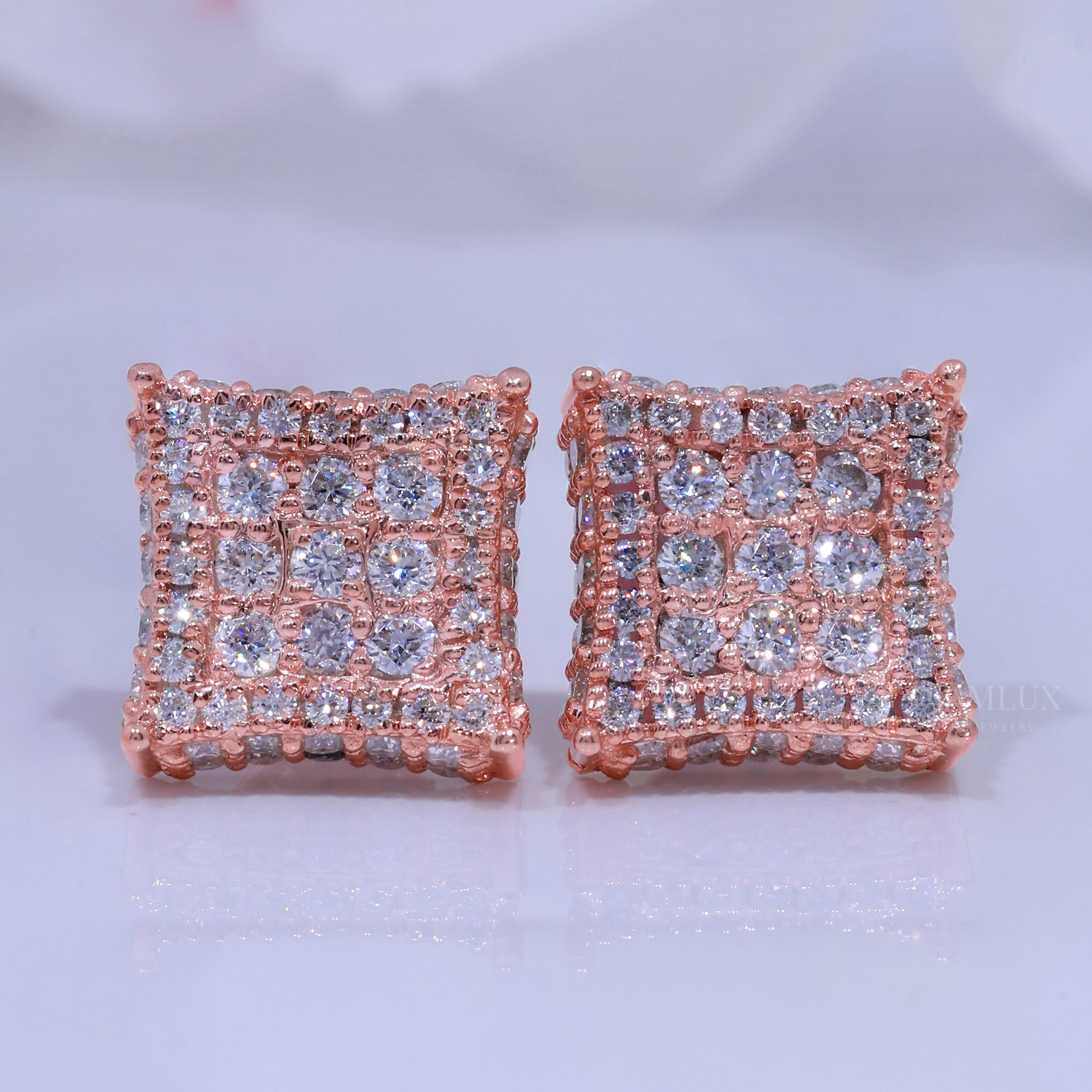 Rose Gold Plated with 925 Silver Moissanite Diamond Earring Diamlux Fine Jewelry
