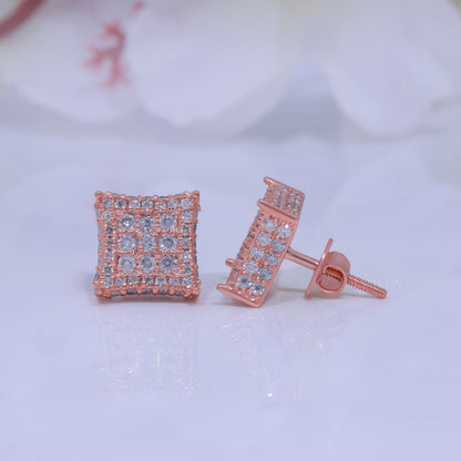 Rose Gold Plated with 925 Silver Moissanite Diamond Earring Diamlux Fine Jewelry