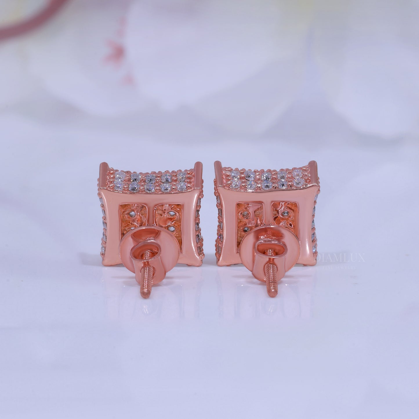 Rose Gold Plated with 925 Silver Moissanite Diamond Earring Diamlux Fine Jewelry