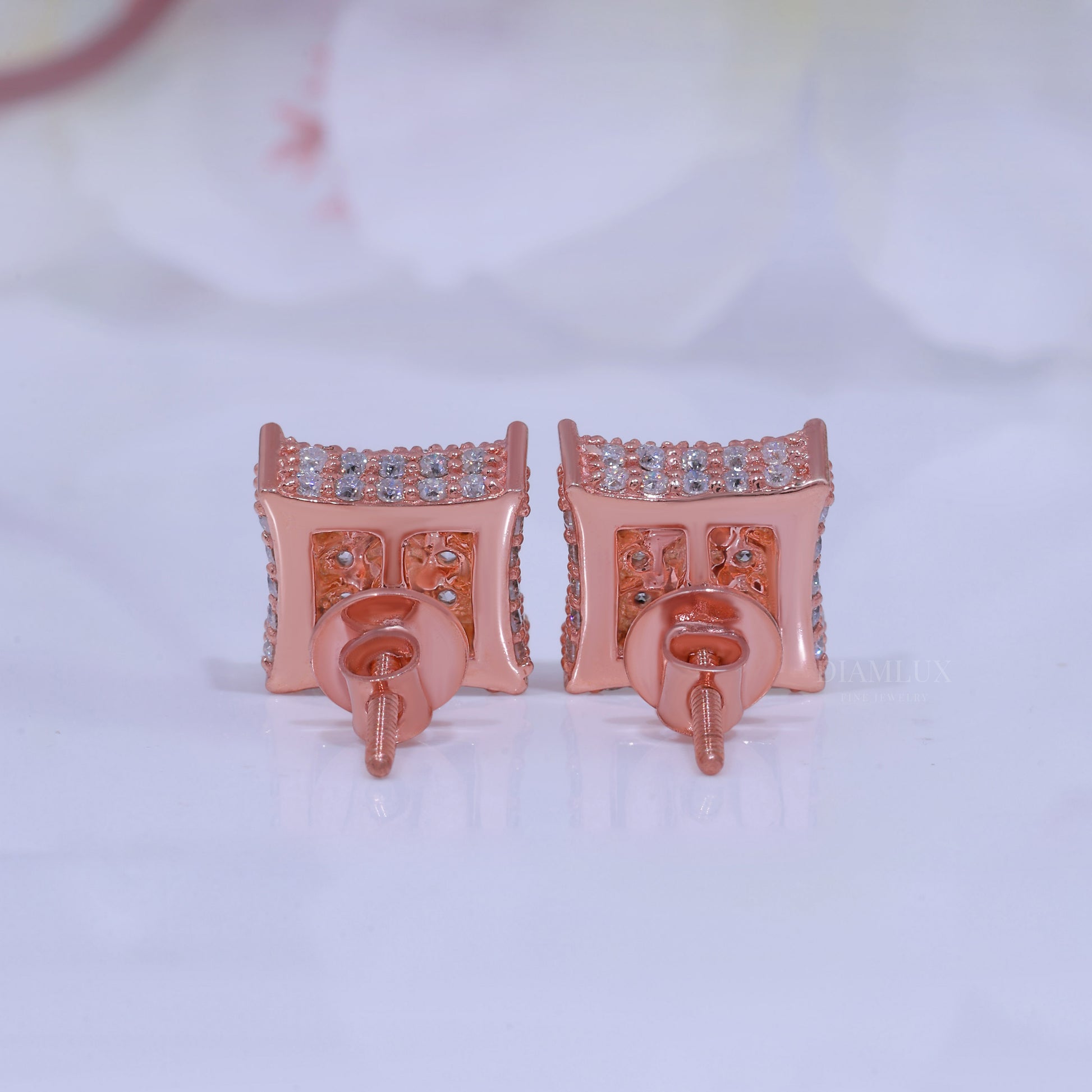 Rose Gold Plated with 925 Silver Moissanite Diamond Earring Diamlux Fine Jewelry