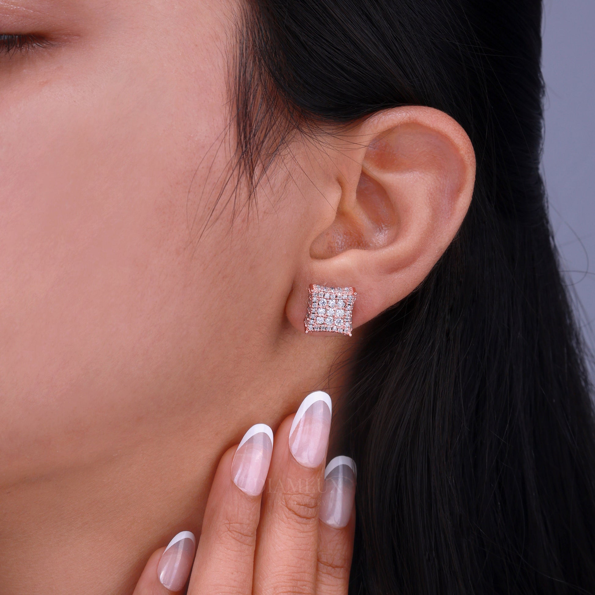 Rose Gold Plated with 925 Silver Moissanite Diamond Earring Diamlux Fine Jewelry