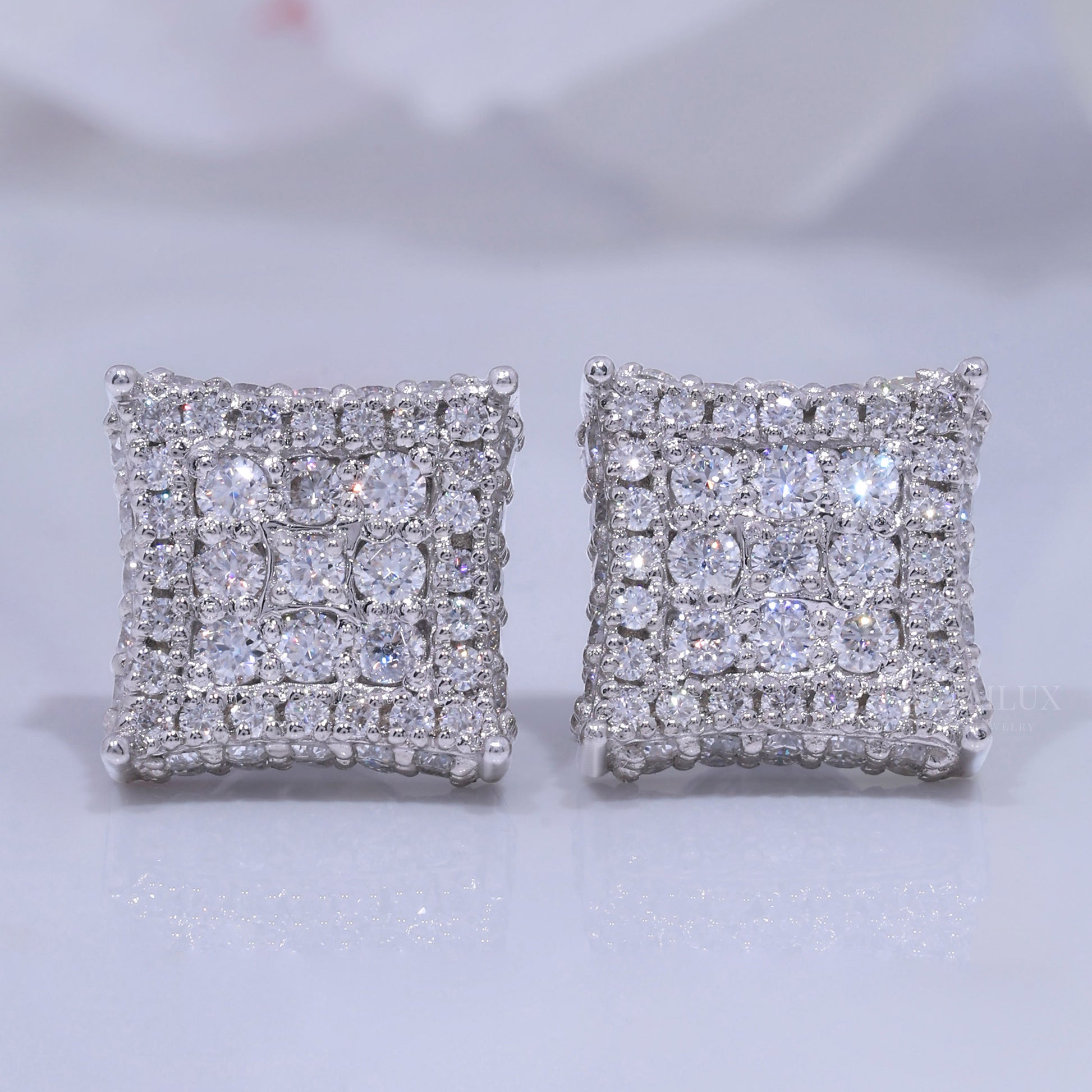 Brilliant Cut Solitaire Stud Earrings in White Gold Diamlux Fine Jewelry