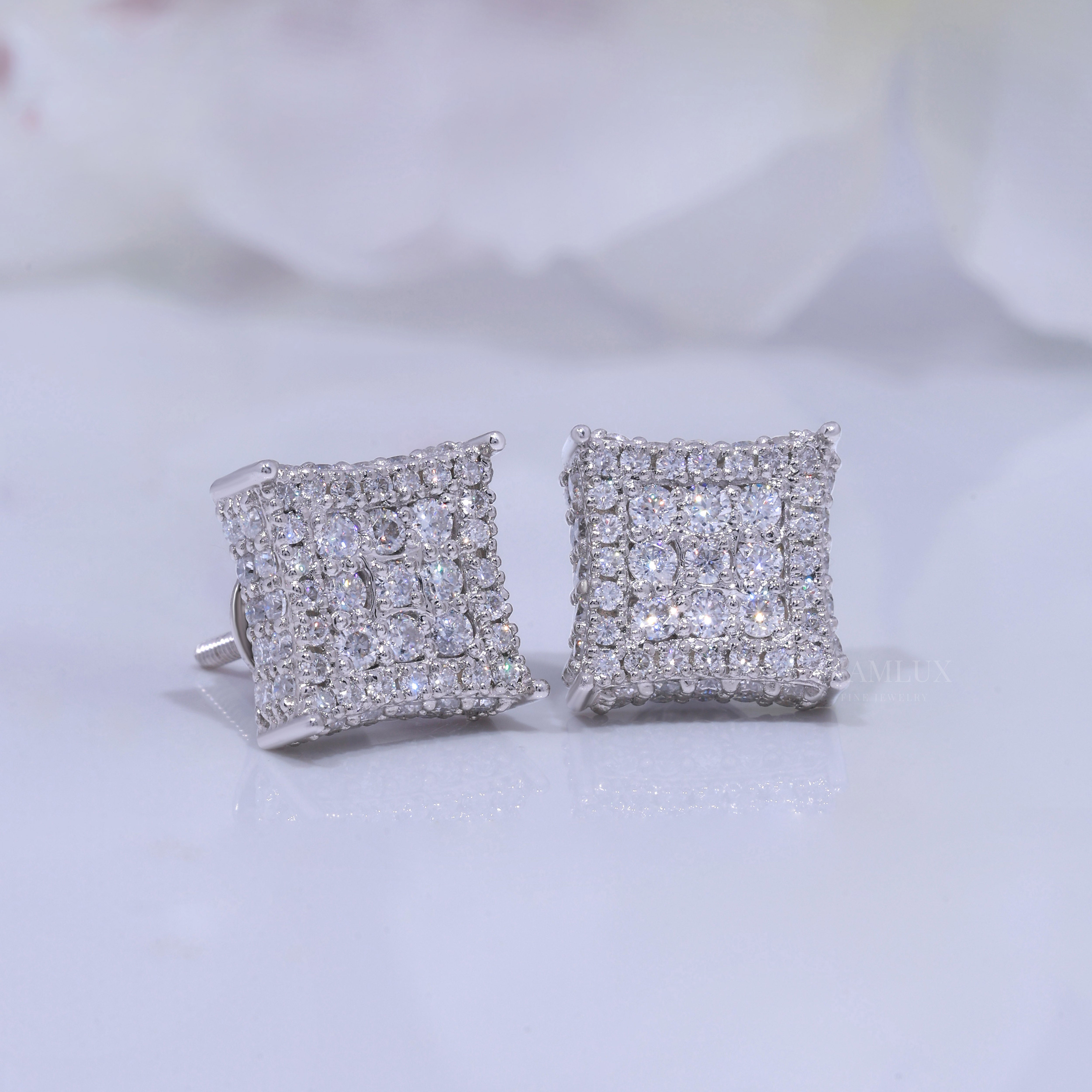 Brilliant Cut Solitaire Stud Earrings in White Gold Diamlux Fine Jewelry