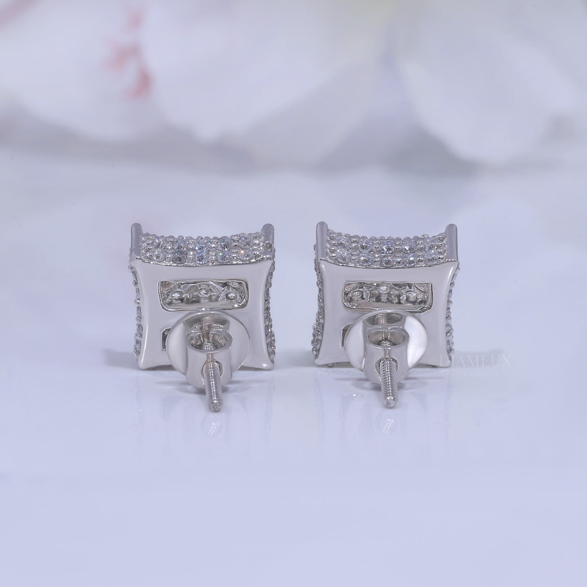 Brilliant Cut Solitaire Stud Earrings in White Gold Diamlux Fine Jewelry