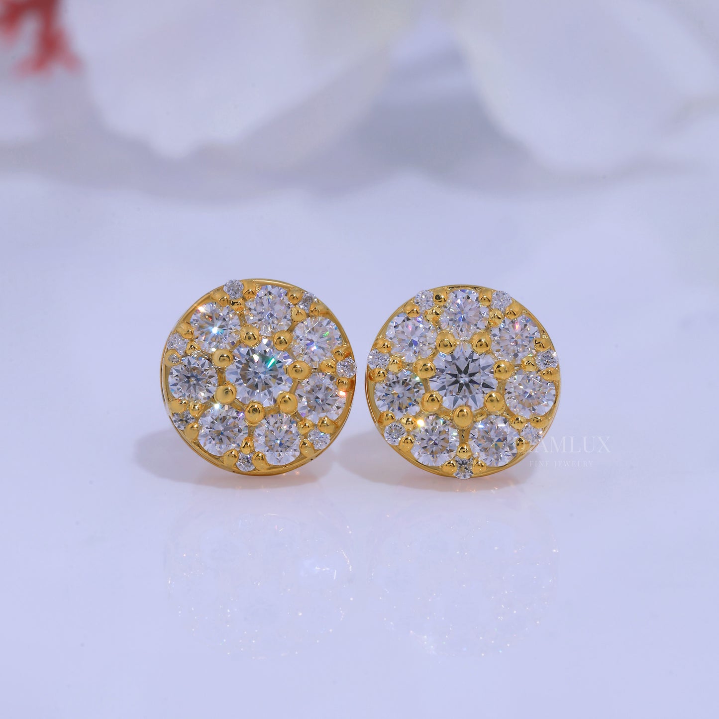 Yellow Gold plated Earring with Moissanite Diamonds Diamlux Fine Jewelry