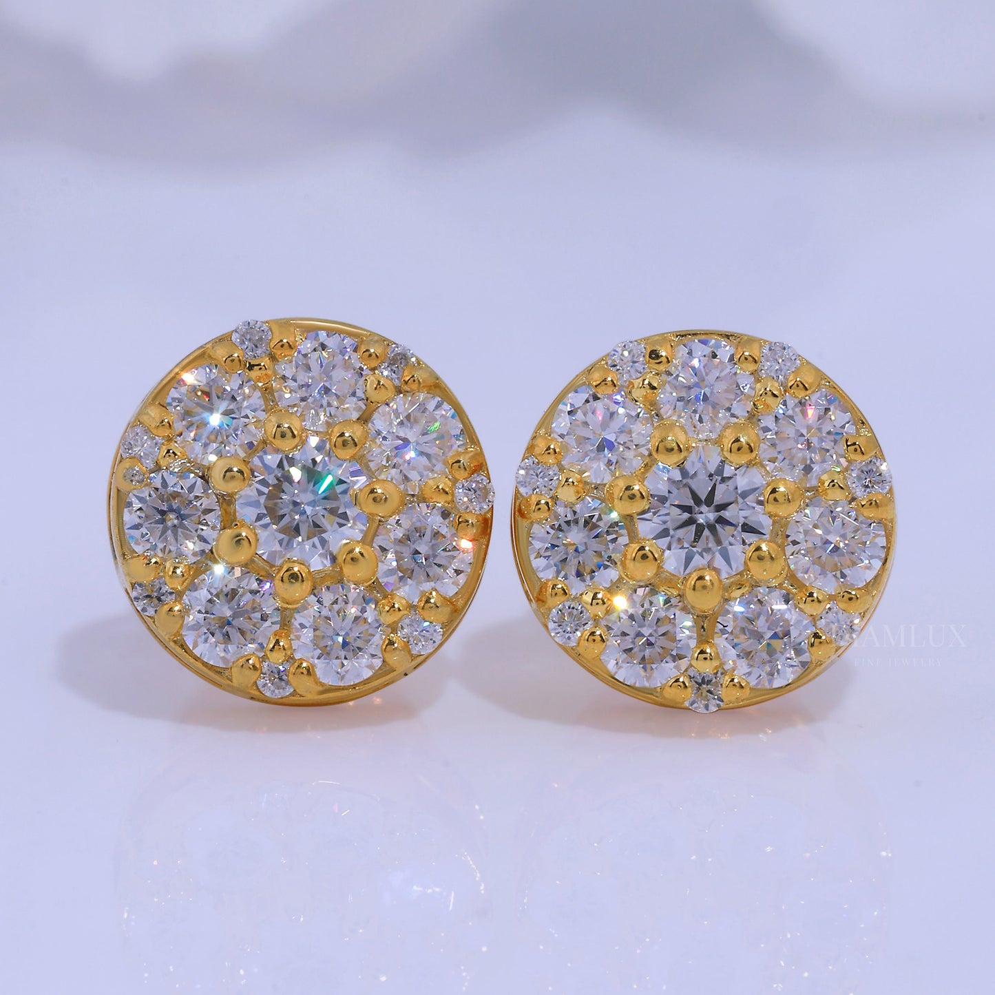 Yellow Gold plated Earring with Moissanite Diamonds Diamlux Fine Jewelry