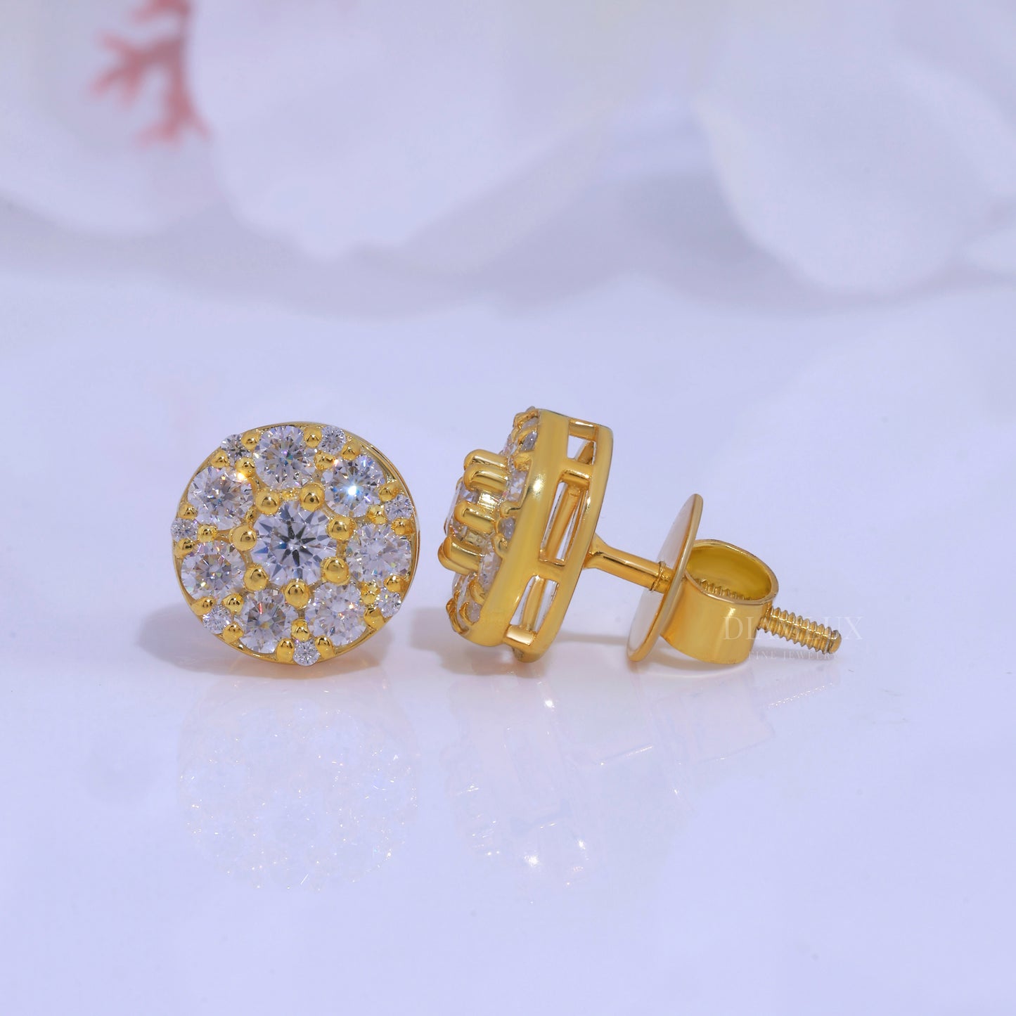 Yellow Gold plated Earring with Moissanite Diamonds Diamlux Fine Jewelry