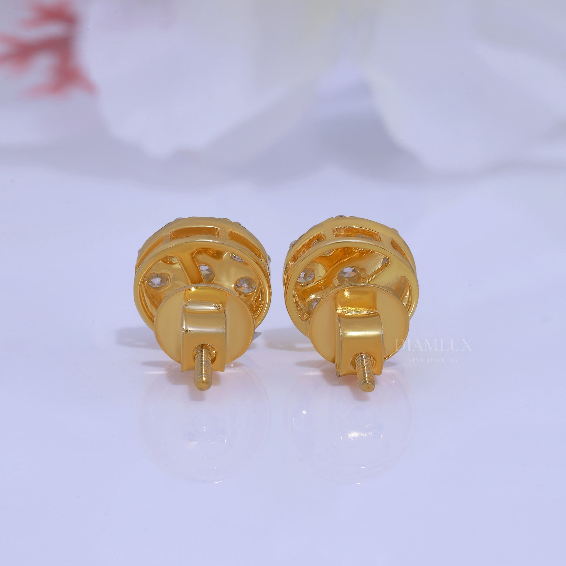 Yellow Gold plated Earring with Moissanite Diamonds Diamlux Fine Jewelry