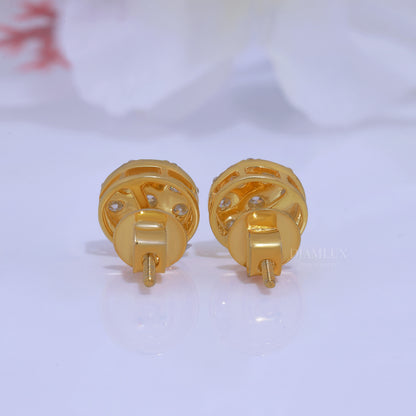Yellow Gold plated Earring with Moissanite Diamonds Diamlux Fine Jewelry
