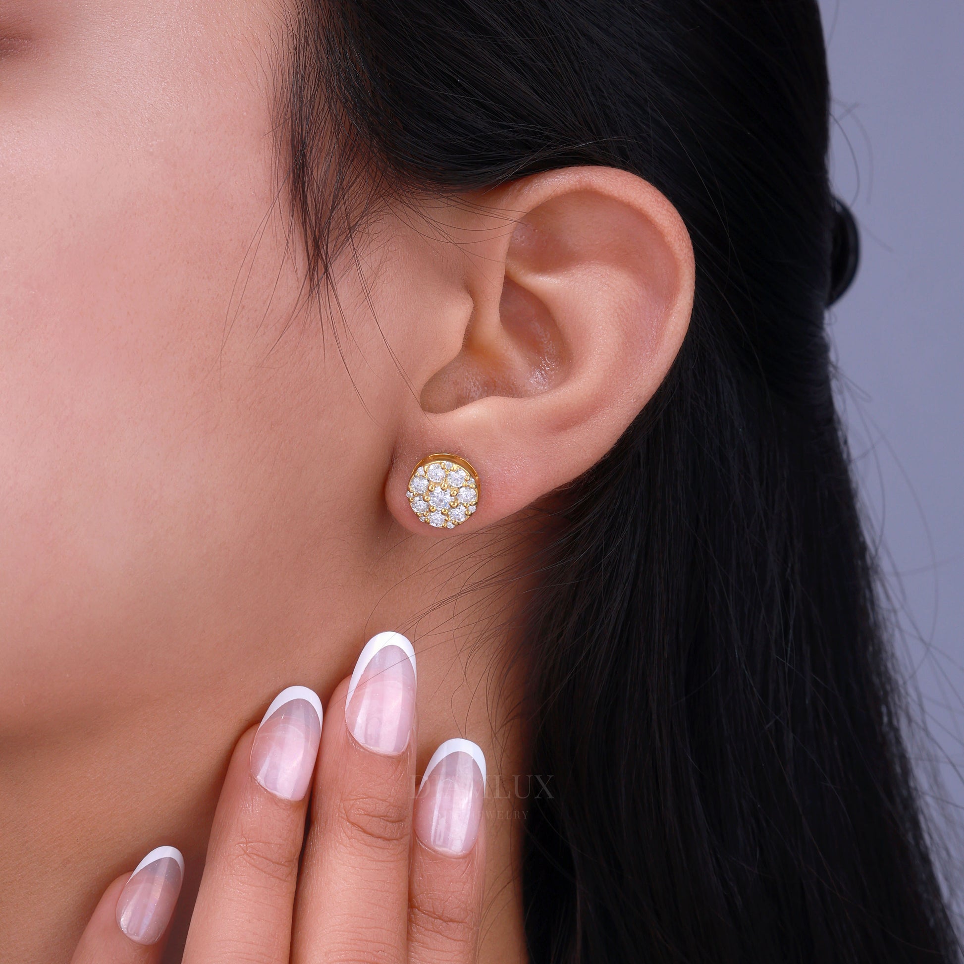 Yellow Gold plated Earring with Moissanite Diamonds Diamlux Fine Jewelry