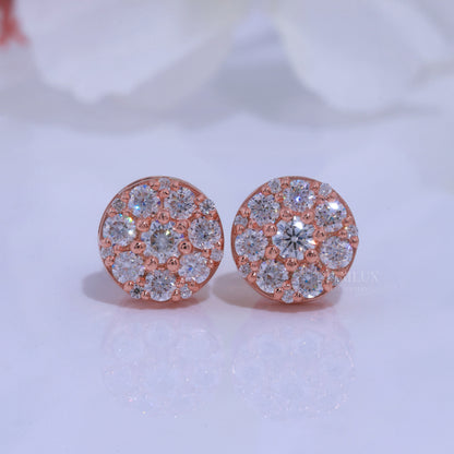 Round Brilliant Cut Solitaire Stud Earrings in Rose Gold Diamlux Fine Jewelry