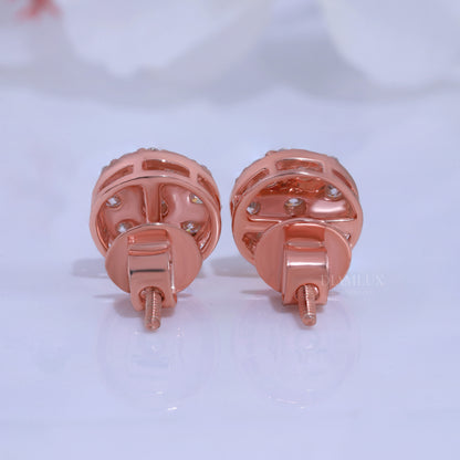 Round Brilliant Cut Solitaire Stud Earrings in Rose Gold Diamlux Fine Jewelry