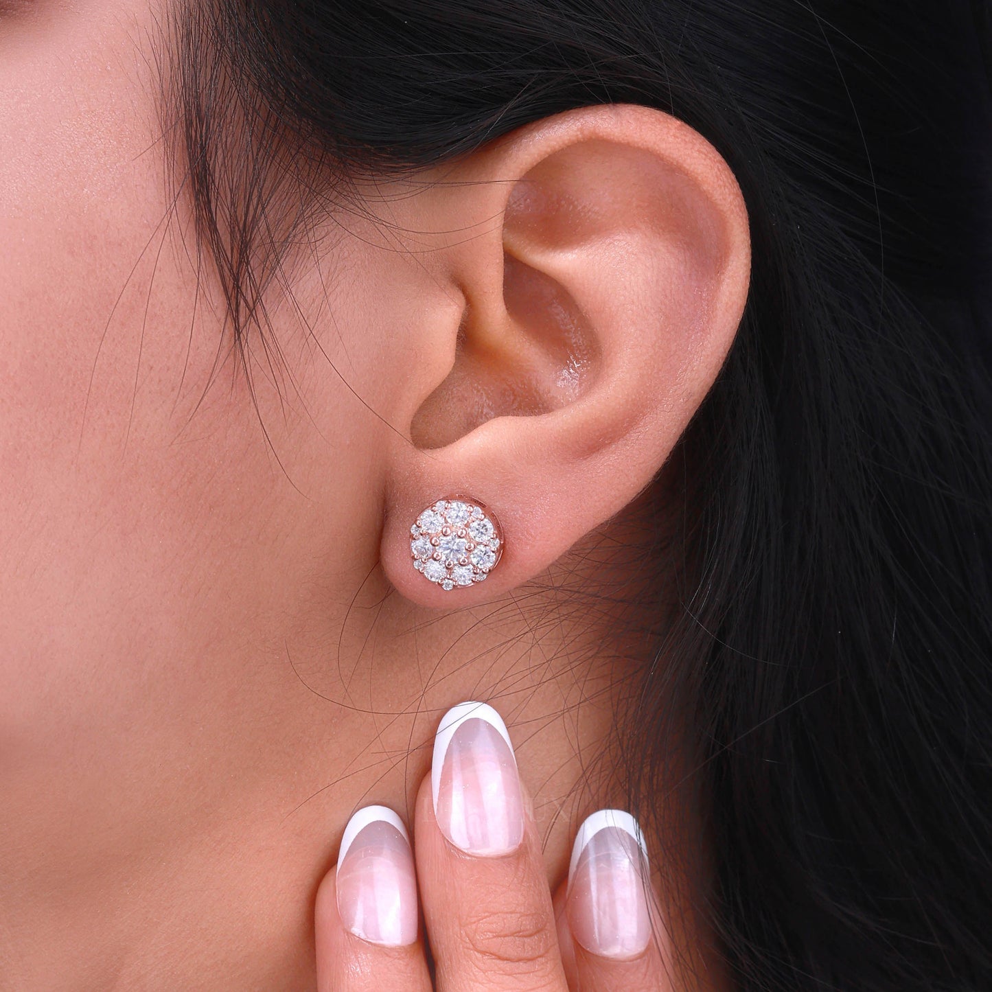 Round Brilliant Cut Solitaire Stud Earrings in Rose Gold Diamlux Fine Jewelry