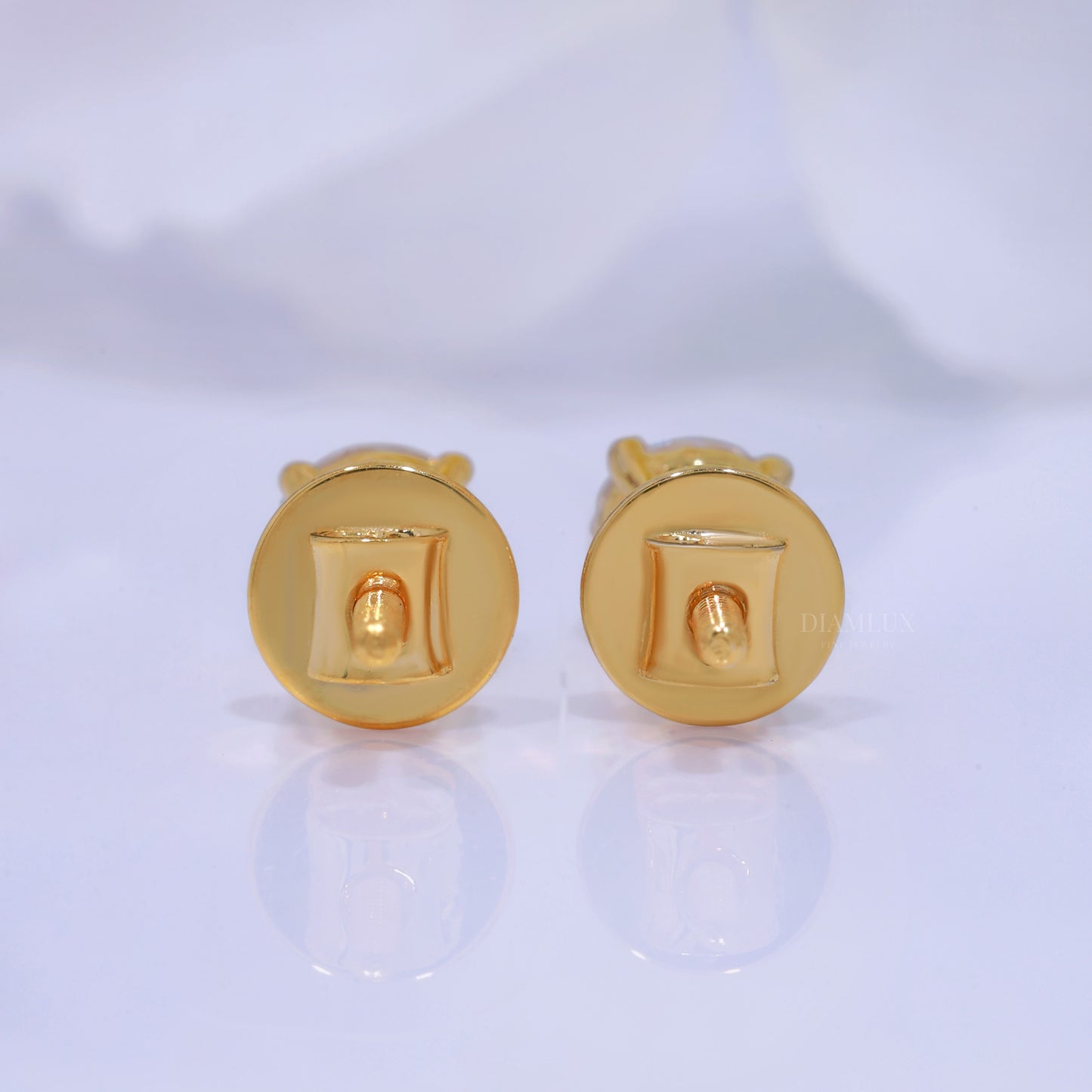 Yellow Gold Solitaire Studs Round Cut Sparkle Earrings Diamlux Fine Jewelry