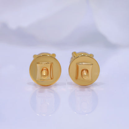 Yellow Gold Solitaire Studs Round Cut Sparkle Earrings Diamlux Fine Jewelry