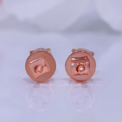 Rose Gold Round Brilliant Cut Diamond Stud Earrings Diamlux Fine Jewelry
