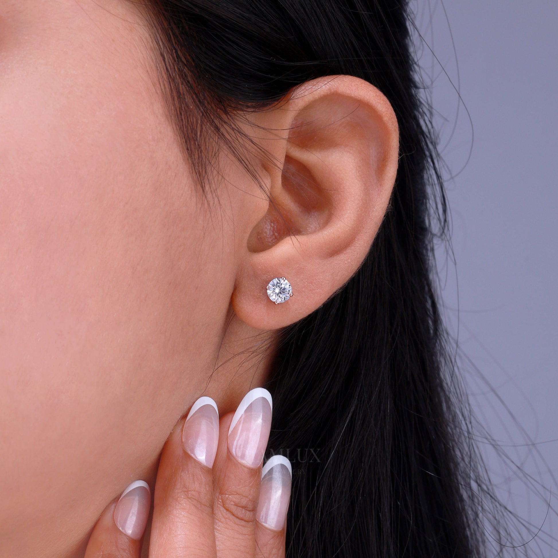 Rose Gold Round Brilliant Cut Diamond Stud Earrings Diamlux Fine Jewelry