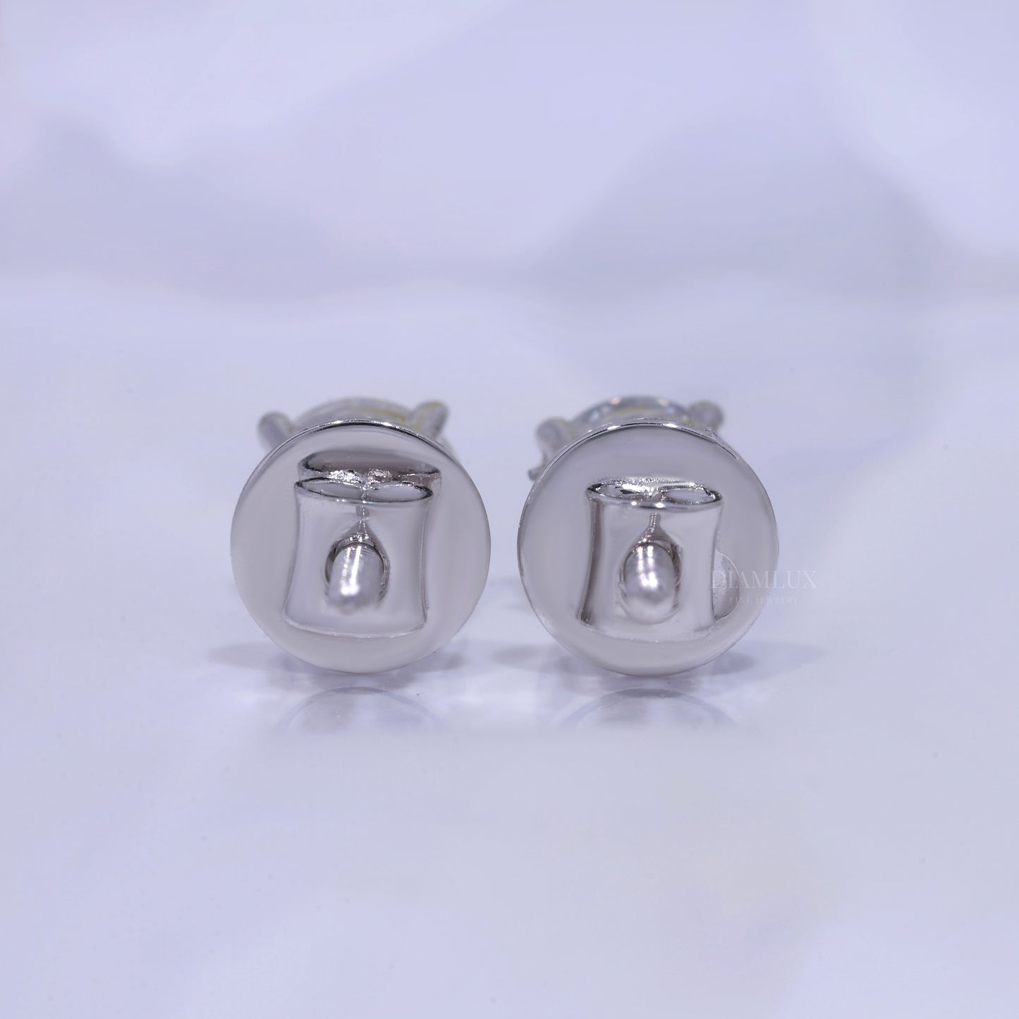 Classic Round Brilliant Cut Diamond Stud Earrings in 14K White Gold Diamlux Fine Jewelry