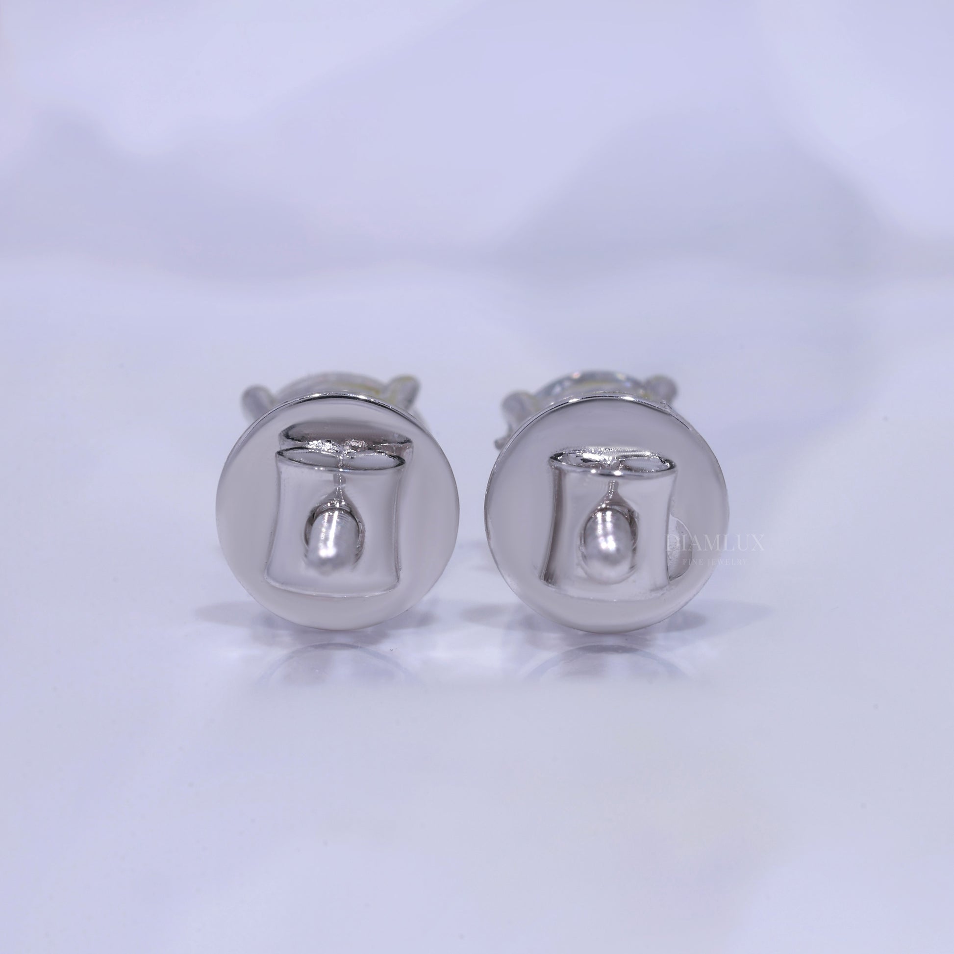 Classic Round Brilliant Cut Diamond Stud Earrings in 14K White Gold Diamlux Fine Jewelry