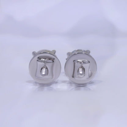 Classic Round Brilliant Cut Diamond Stud Earrings in 14K White Gold Diamlux Fine Jewelry