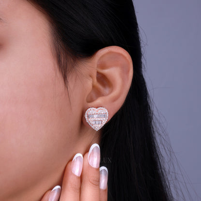 Rose Gold Heart Shape Earrings with Moissanite Diamonds Diamlux Fine Jewelry