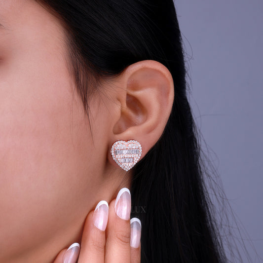 Rose Gold Heart Shape Earrings with Moissanite Diamonds Diamlux Fine Jewelry