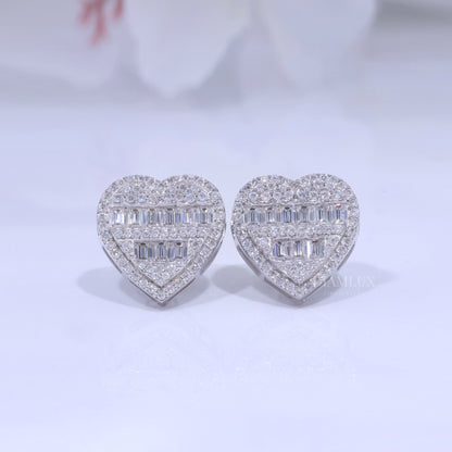 Rose Gold Heart Stud Earrings With Moissanite Diamonds Diamlux Fine Jewelry