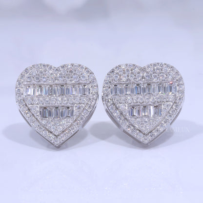 Rose Gold Heart Stud Earrings With Moissanite Diamonds Diamlux Fine Jewelry
