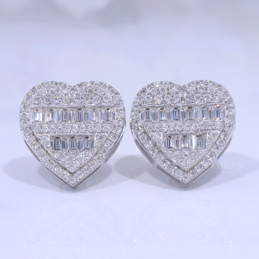 Rose Gold Heart Stud Earrings With Moissanite Diamonds Diamlux Fine Jewelry