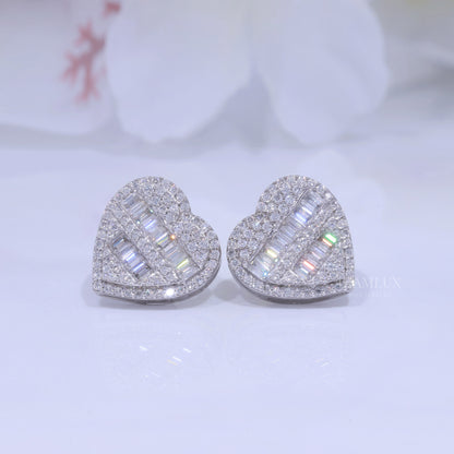 Rose Gold Heart Stud Earrings With Moissanite Diamonds Diamlux Fine Jewelry