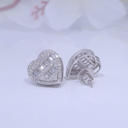 Rose Gold Heart Stud Earrings With Moissanite Diamonds Diamlux Fine Jewelry