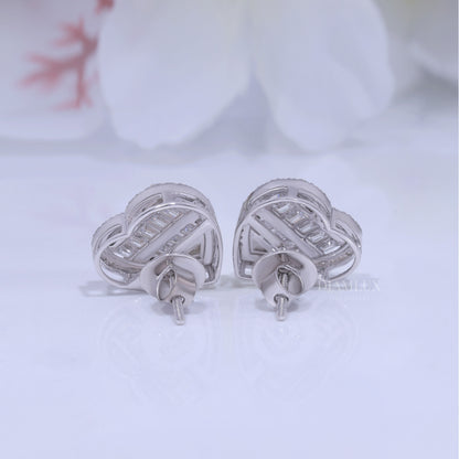 Rose Gold Heart Stud Earrings With Moissanite Diamonds Diamlux Fine Jewelry