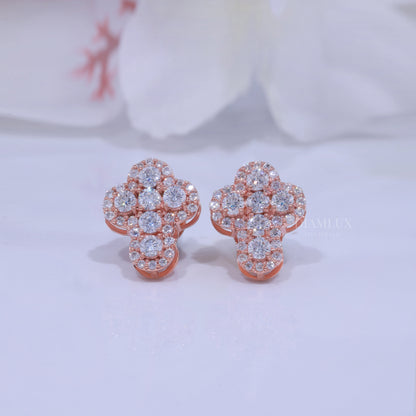 Rose Gold Brilliant Cut Halo Cross Earrings With Moissanite Diamonds Diamlux Fine Jewelry