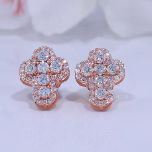 Rose Gold Brilliant Cut Halo Cross Earrings With Moissanite Diamonds Diamlux Fine Jewelry