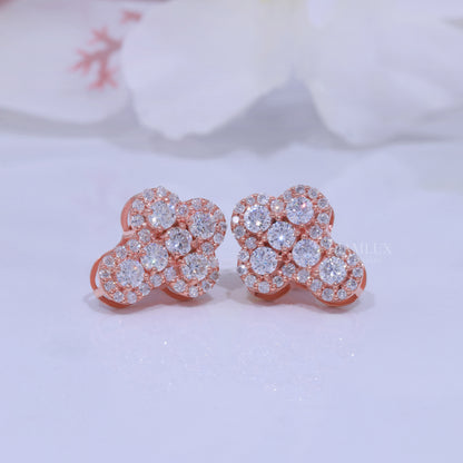 Rose Gold Brilliant Cut Halo Cross Earrings With Moissanite Diamonds Diamlux Fine Jewelry