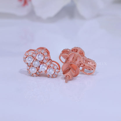 Rose Gold Brilliant Cut Halo Cross Earrings With Moissanite Diamonds Diamlux Fine Jewelry