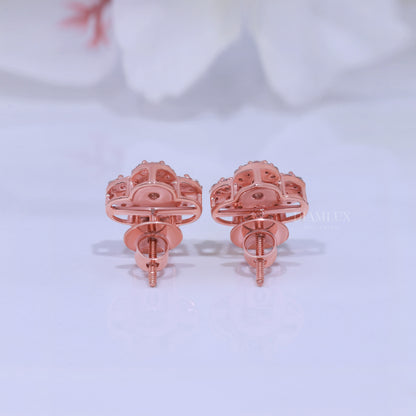 Rose Gold Brilliant Cut Halo Cross Earrings With Moissanite Diamonds Diamlux Fine Jewelry