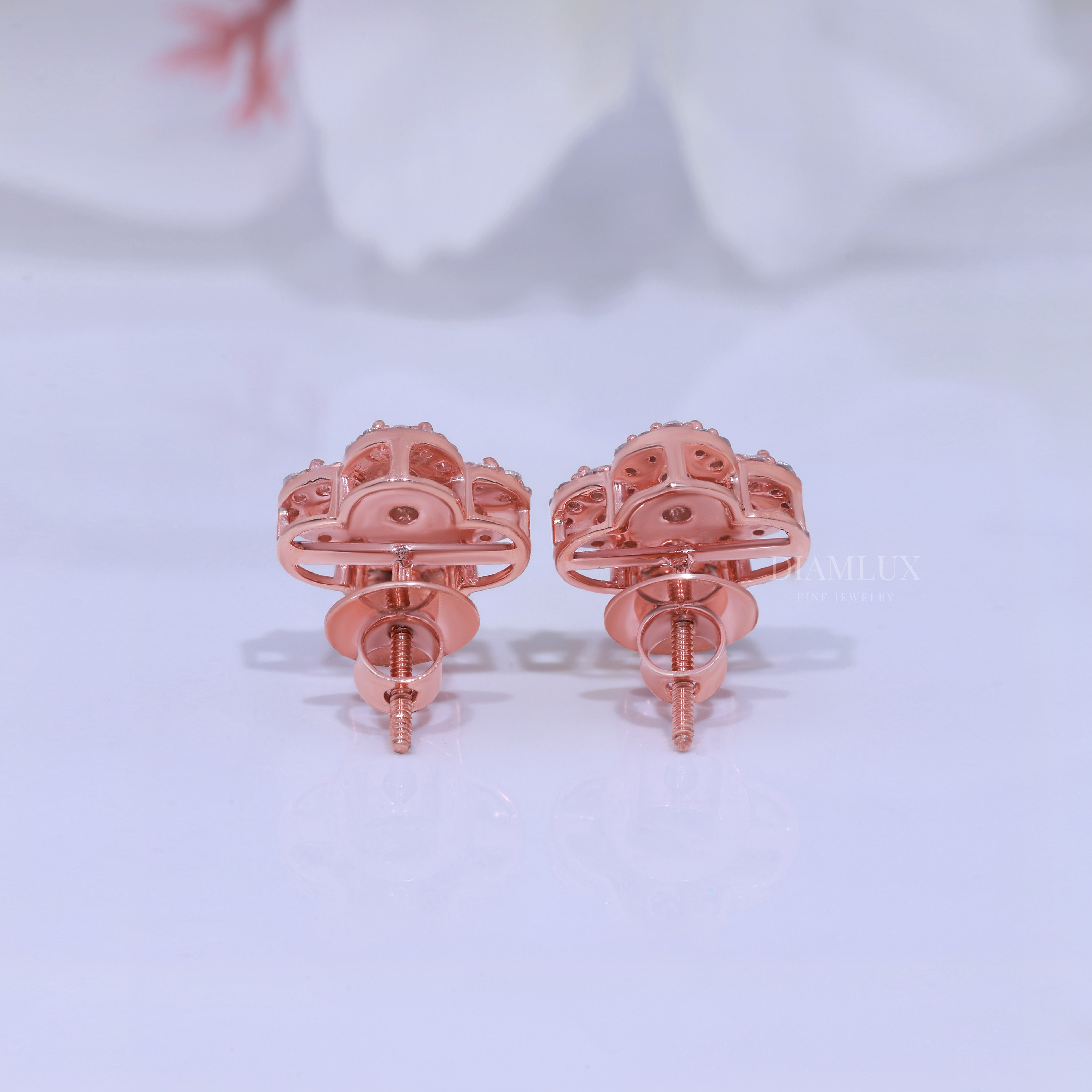 Rose Gold Brilliant Cut Halo Cross Earrings With Moissanite Diamonds Diamlux Fine Jewelry